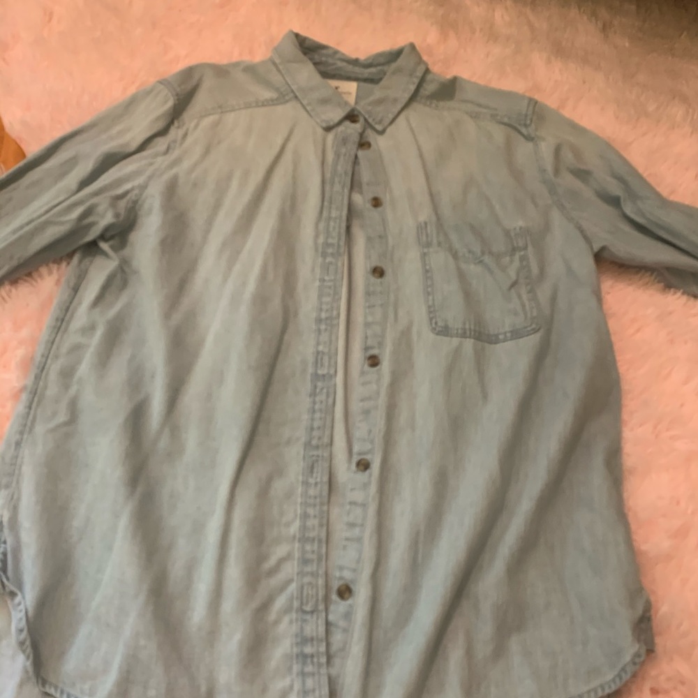 Blue denim button up